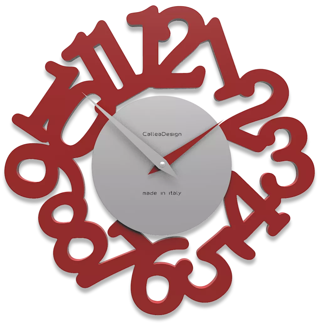 Callea design mat orologio moderno da parete legno colore rosso