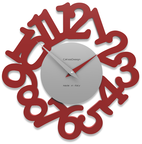 Callea design mat orologio moderno da parete legno colore rosso rubino