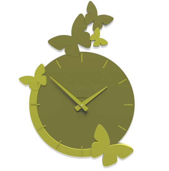 Callea design orologio da parete farfalle legno colore verde oliva