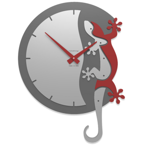 Callea design geko orologio moderno da parete legno colore grigio rosso rubino