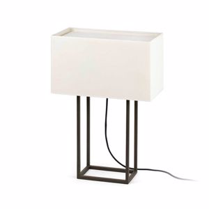 Lampada da tavolo moderna metallo marrone paralume beige