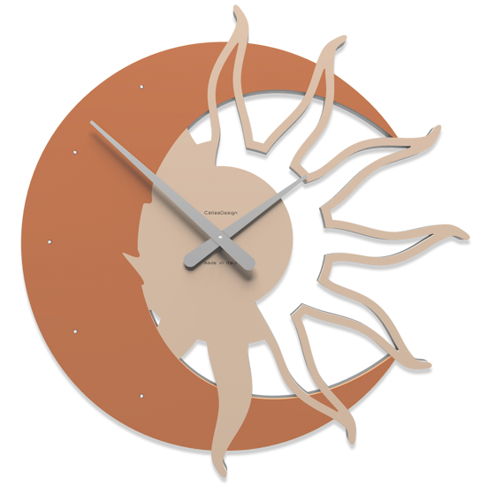 Callea design sole luna orologio 60 da parete moderno legno colore terracotta