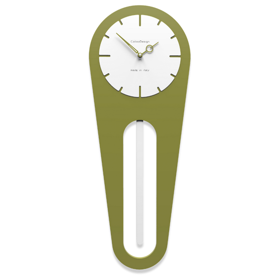 Callea design orologio moderno a pendolo da parete legno verde oliva