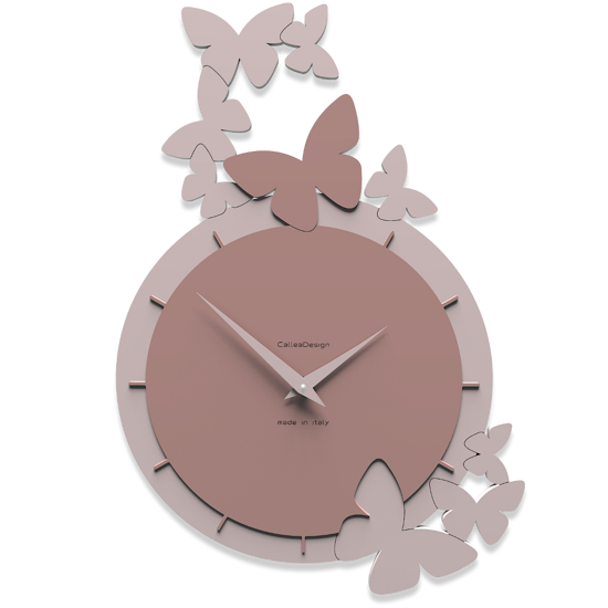 Callea design dancing butterfly orologio da parete legno colore rosa nuvola