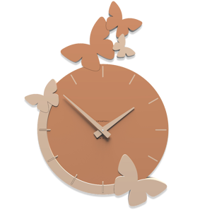 Callea design orologio moderno a parete butterfly legno colore abbronzato