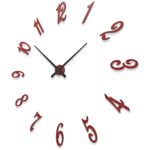 Grande orologio da parete componibile callea design brunelleschi 130cm legno rubino numeri adesivi