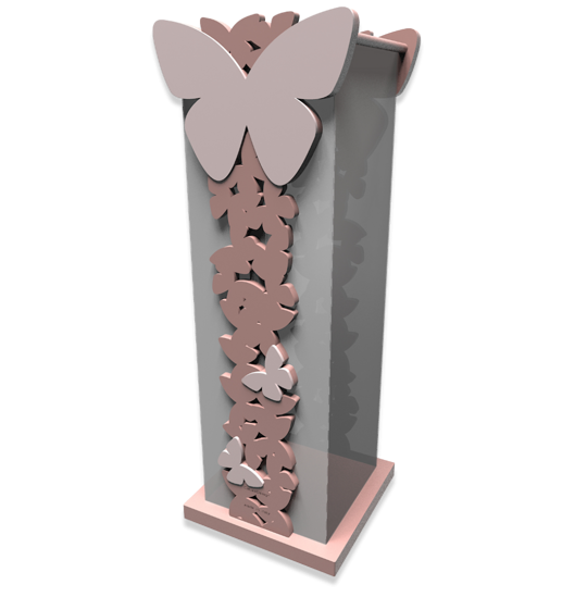 Portaombrelli moderno farfalle legno rosa nuvola