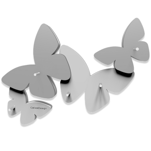 Appendichiavi magnetico da parete callea design con farfalle legno bianco-grigio
