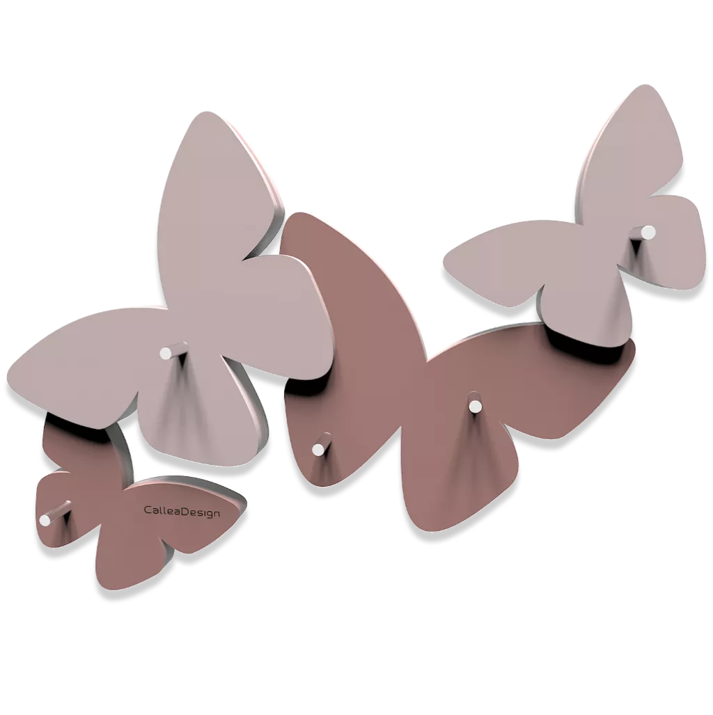 Portachiavi da parete magnetico moderno farfalle legno colore rosa nuvola -  50-18-1-33