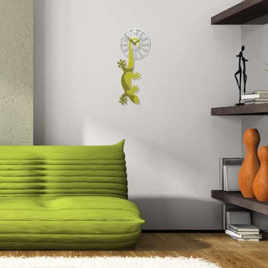 Callea design geko orologio moderno da parete legno verde cedro