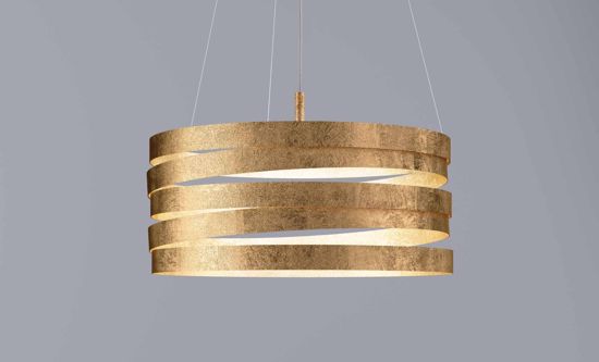 Lampadario design moderno marchetti band metallo foglia oro