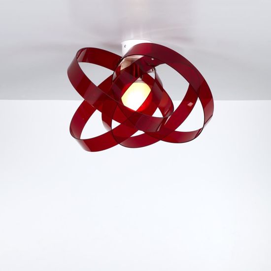 Plafoniera moderna design trasparente 56cm rossa per soggiorno