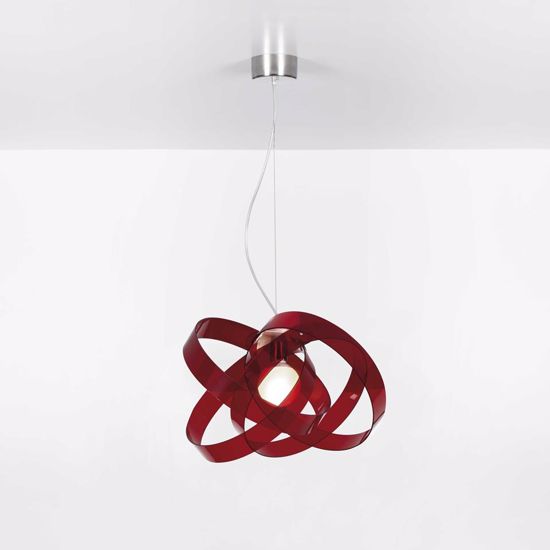 Lampadario design per cucina moderna rossa trasparente