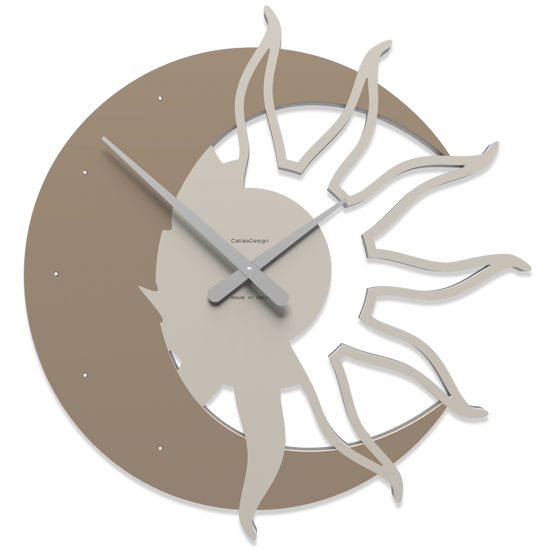Callea design sole luna grande orologio 60 moderno da parete legno colore caffelatte