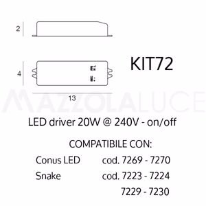 Linea light driver trasformatore 20w kit 72