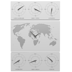 Visualizza i dettagli per V-cosmo orologio da parete planisfero fusi orari legno bianco V-cosmo orologio da parete planisfero fusi orari legno bianco