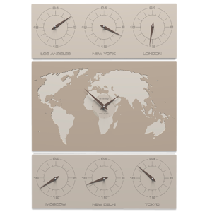 Orologio da parete planisfero cartina geofrafica mondo legno caffelatte