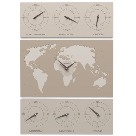 Orologio da parete planisfero cartina geofrafica mondo legno caffelatte