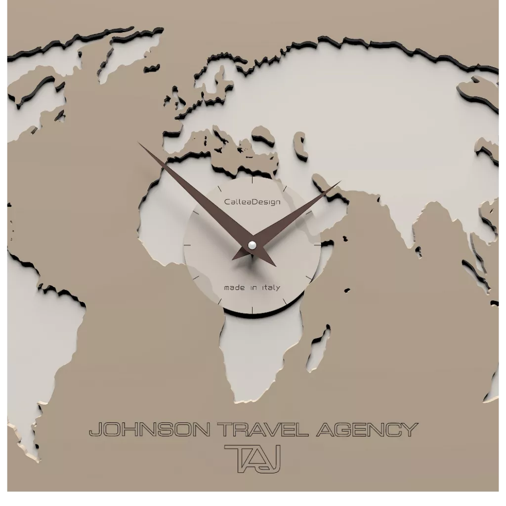 Orologio da parete planisfero cartina geofrafica mondo legno caffelatte -  12-008-14