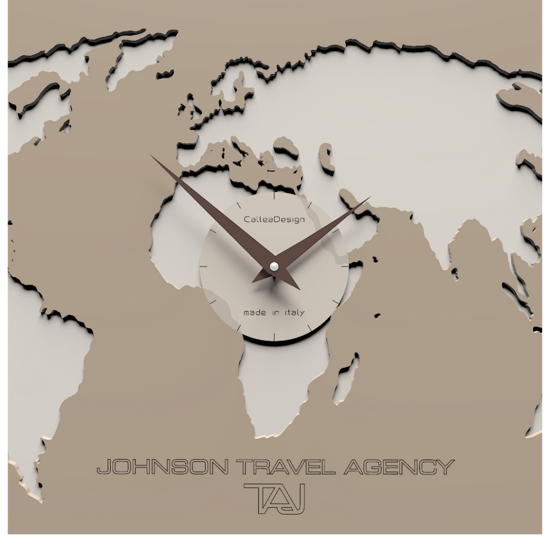 Orologio da parete planisfero cartina geofrafica mondo legno caffelatte
