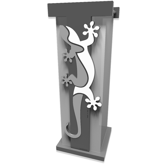 Portaombrelli moderno con geko legno bianco grigio callea design