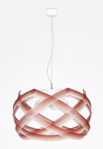 Lampadario design per soggiorno moderno cupola rosso 67cm 3 luci