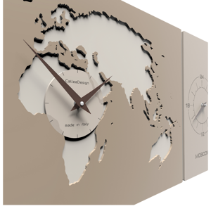 Grande orologio fusi orari da parete planisfero legno colore alluminio callea design
