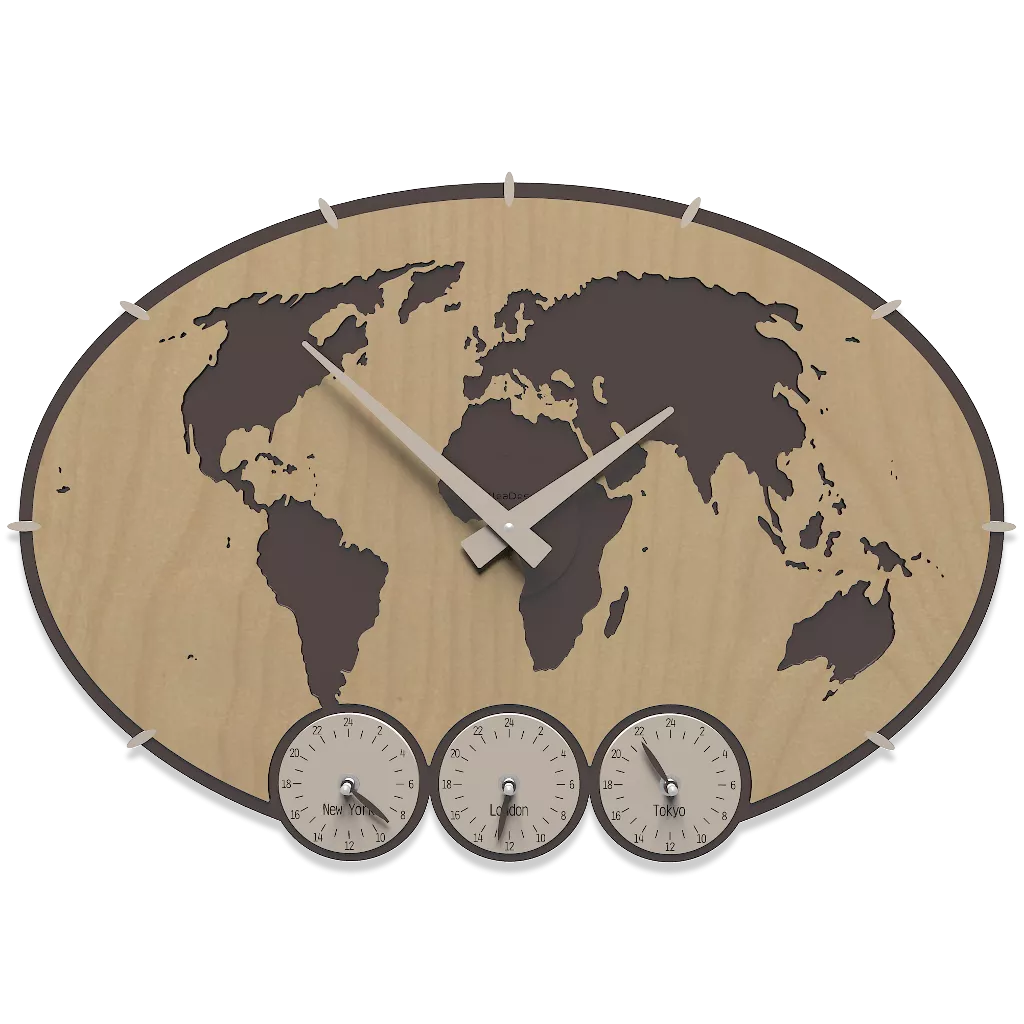 Callea design greenwich orologio da parete planisfero mondo legno noce -  12-002-91