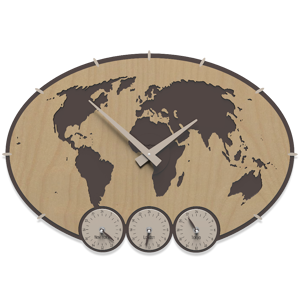 Callea design greenwich orologio da parete planisfero mondo legno noce