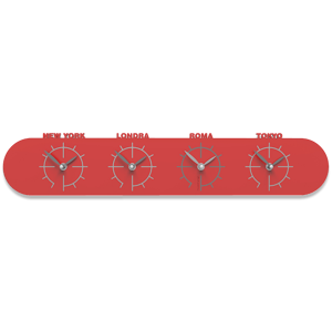 Callea design singapore orologio fusi orari da parete legno colore rosso