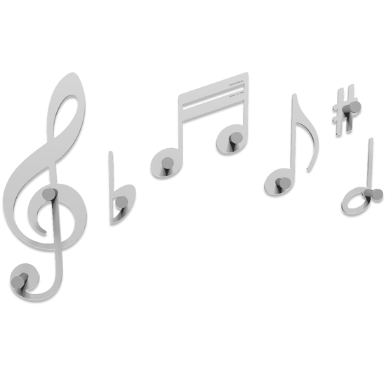 Verdi appendiabiti da parete note musicali legno bianco