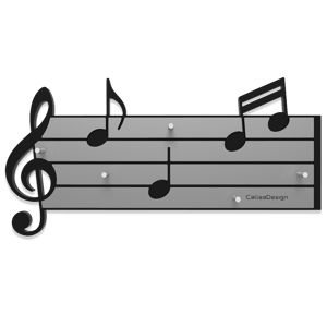 Appendichiavi musicale da parete legno nero e grigio callea design