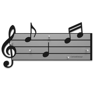 Appendichiavi musicale da parete legno nero e grigio callea design