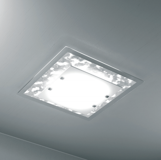 Plafoniera modera per cucina foglia argento top light tray 45cm quadrata