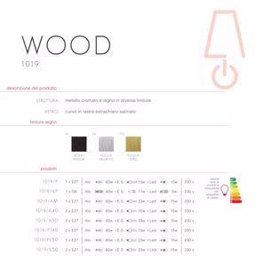 Lampada da comodino moderna wood legno argento