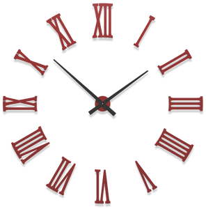 Grande orologio da parete 124cm numeri romani adesivi legno rosso rubino