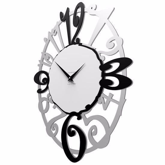 Callea design michelle orologio ovale da parete moderno legno nero grigio