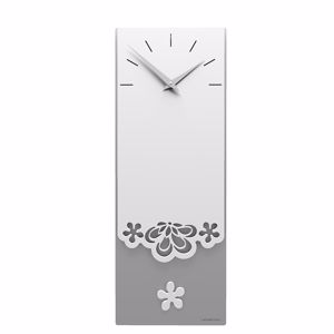 Orologio a pendolo moderno da parete callea design merletto legno bianco grigio