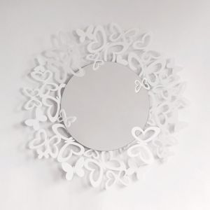 Specchio da parete farfalle metallo bianco
