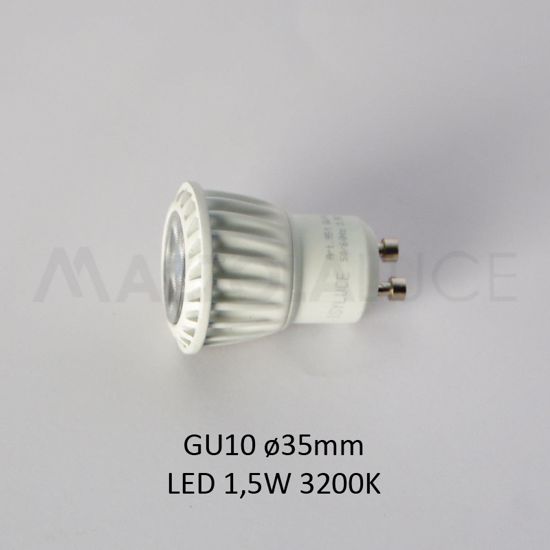 Isyluce lampadina led 1,5w gu10 35mm 3200k 120 lumen ottica 36 gradi