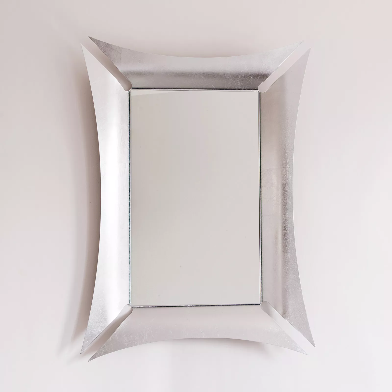 Specchio da parete con cornice foglia argento
