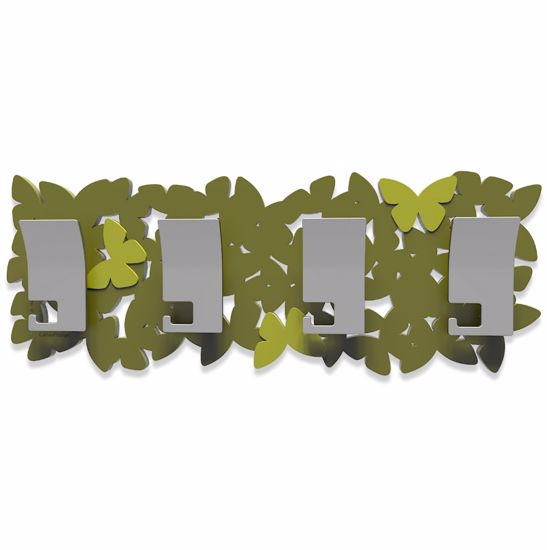 Appendiabiti moderno da parete callea design butterfly legno colore verde oliva