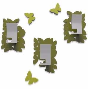 Callea design appendiabiti moderno da parete farfalle legno colore verde oliva