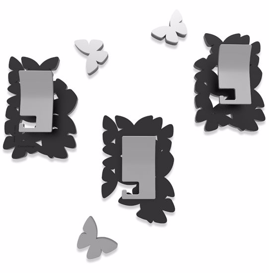 Appendiabiti da parete da farfalle legno nero e grigio callea design butterfly