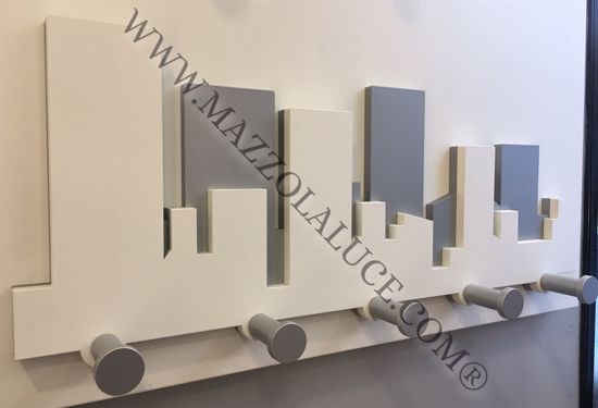 Skyline appendiabiti legno da parete design moderno colore bianco grigio