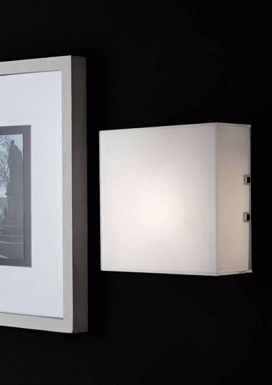 Piccola plafoniera moderna 20cm quadrata vetro bianco lucido