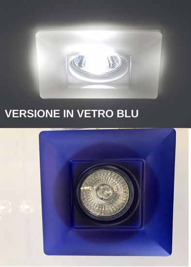 Faretto da incasso vetro blu per controsoffitto quadrato gu10