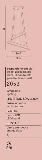 Affralux anelli diodi lampadario led 60cm 52w 3200k bianco moderno