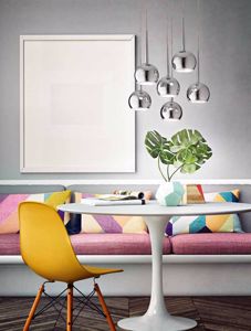 Affralux bol lampada sospesa da soggiorno moderna 9 luci sfere cromo lucido