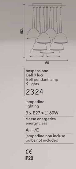 Affralux bell lampada a sospensione moderna da soggiorno 9 luci metallo bianco
